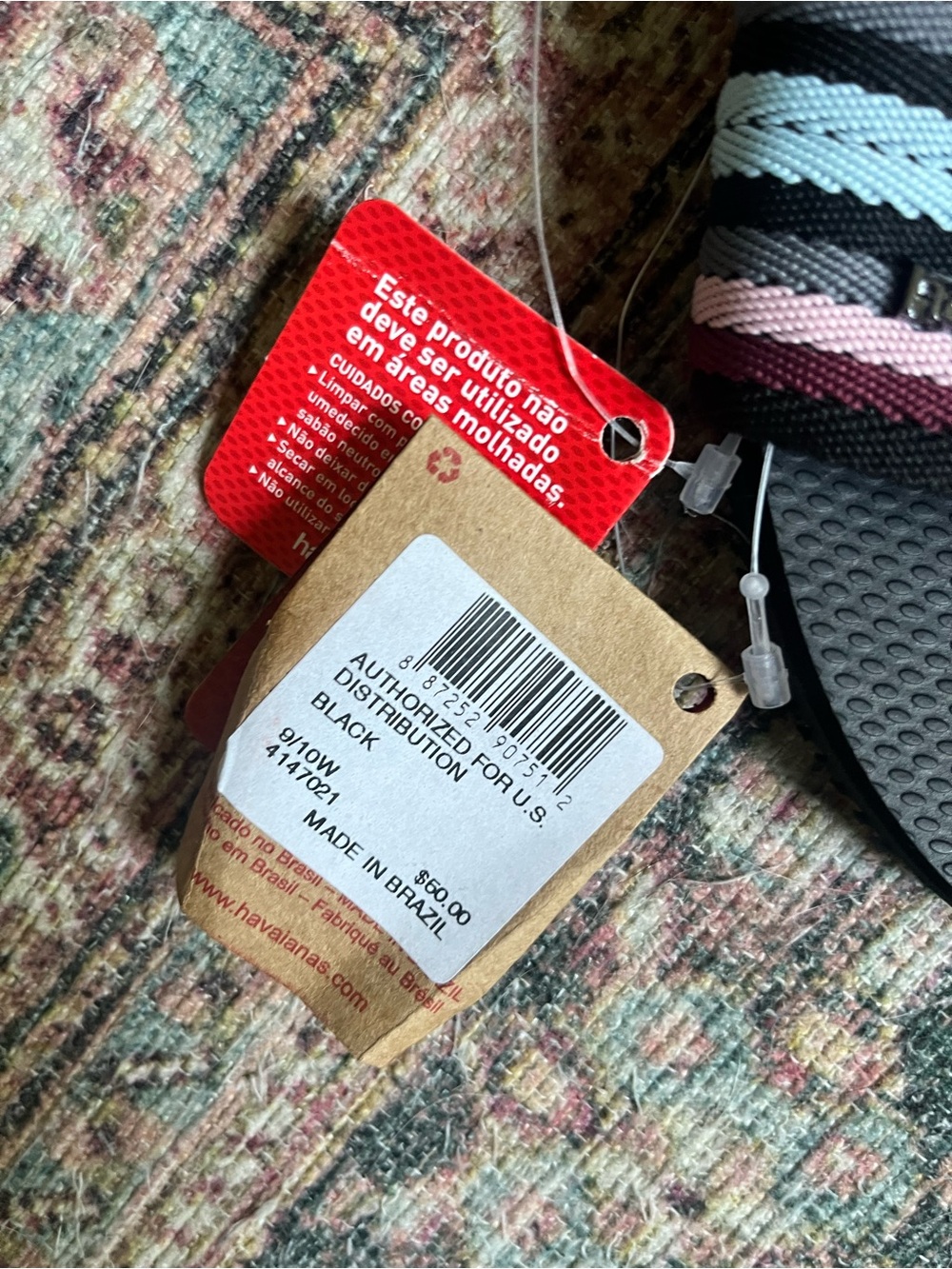 Havaianas Women's You Malta Mix Striped Slide Sandal Black Multi Size 9/10 NWT - Picture 4 of 6